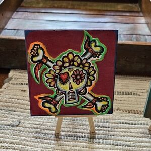 Handmade art mexi art day of the dead inspired